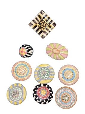 Mackenzie-Childs Hand Painted Drawer Cabinet Pulls Set of 9